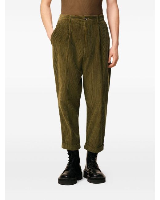 Pantaloni A Coste Con Pieghe di AMI in Green da Uomo