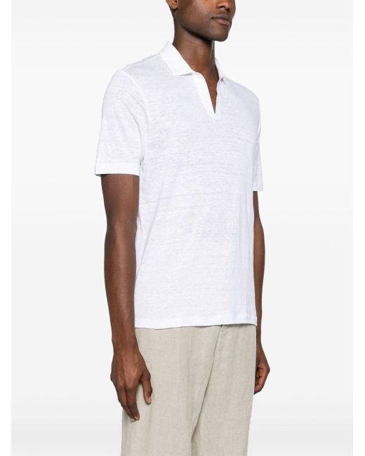 Polo Con Scollo A V di Barba Napoli in White da Uomo