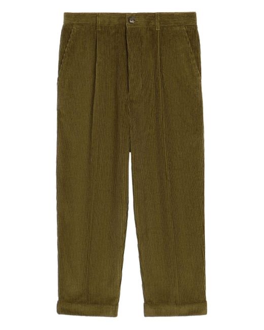 Pantaloni A Coste Con Pieghe di AMI in Green da Uomo