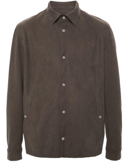 Giacca-Camicia Con Abbottonatura Automatica di Herno in Gray da Uomo