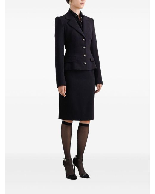Gonna Midi A Matita Con Placca Logo di Dolce & Gabbana in Black