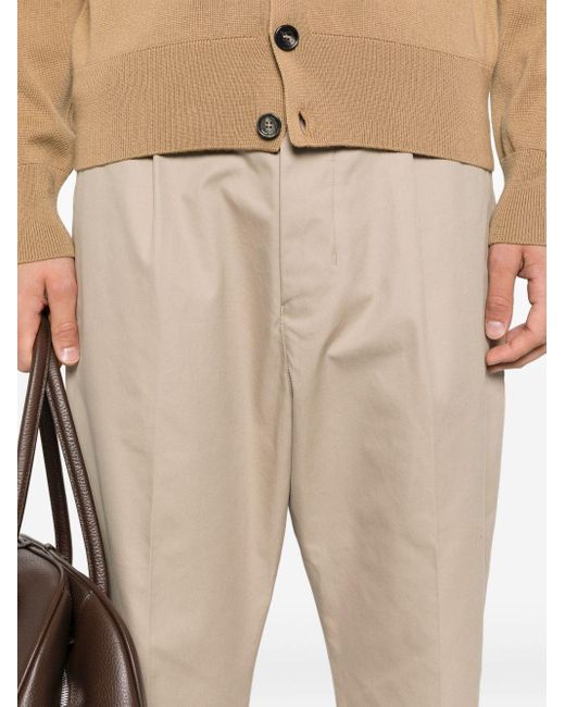 Pleated Cotton Trousers di AMI in Natural da Uomo