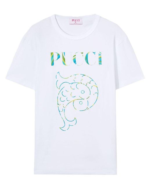 T-shirt con stampa di Emilio Pucci in White