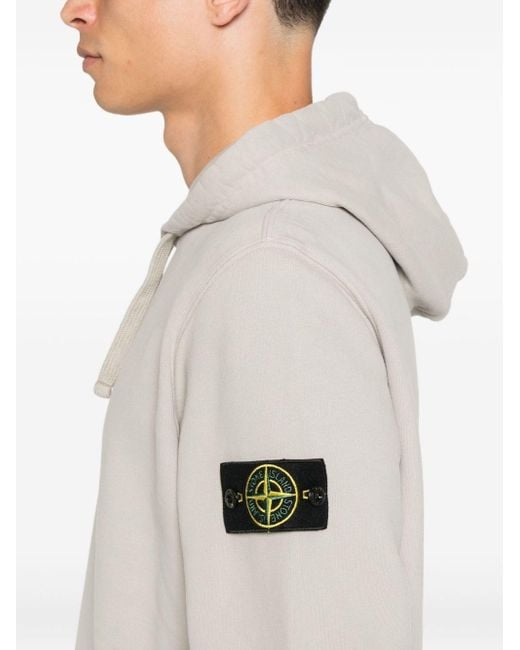 Felpa Con Cappuccio E Applicazione Compass di Stone Island in White da Uomo