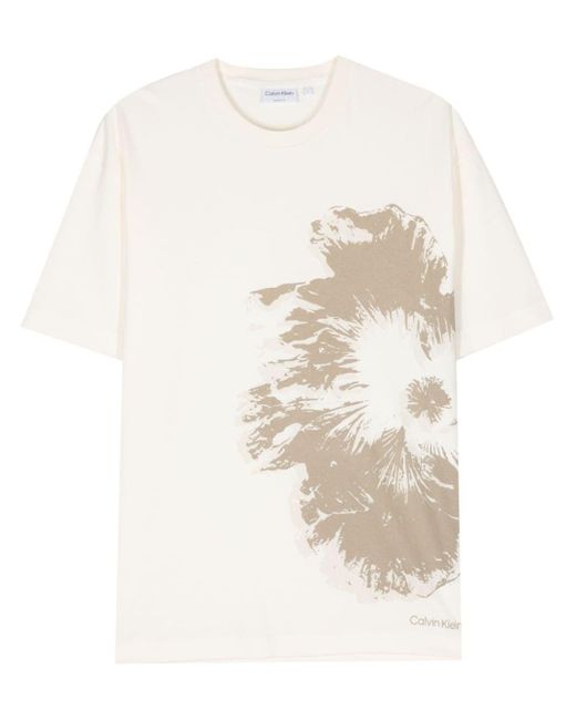 T-shirt a fiori di Calvin Klein in White da Uomo