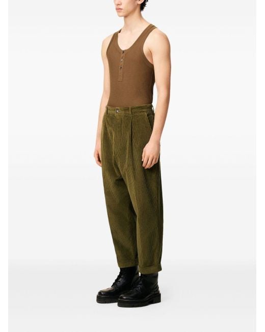 Pantaloni A Coste Con Pieghe di AMI in Green da Uomo