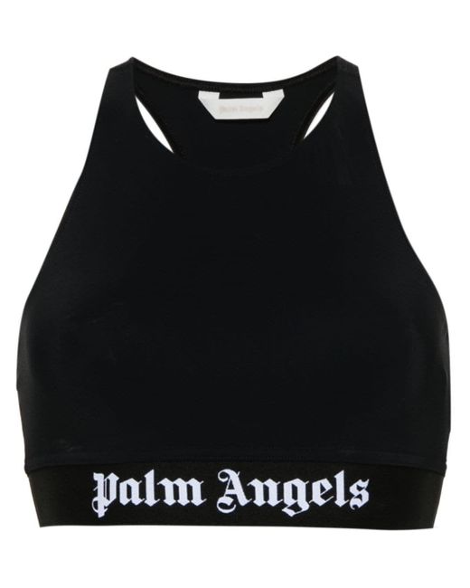 Top Crop Con Applicazione di Palm Angels in Black