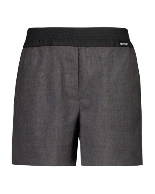 Shorts Con Vita Elasticizzata di Miu Miu in Gray