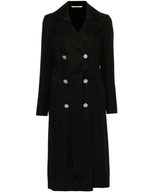 Luce double-breasted linen coat di Tagliatore in Black