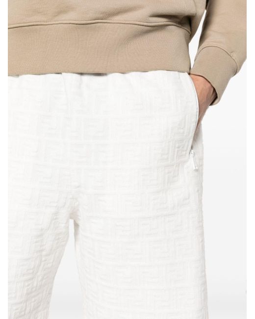 Bermuda pantaloni corti in cotone ff di Fendi in White da Uomo