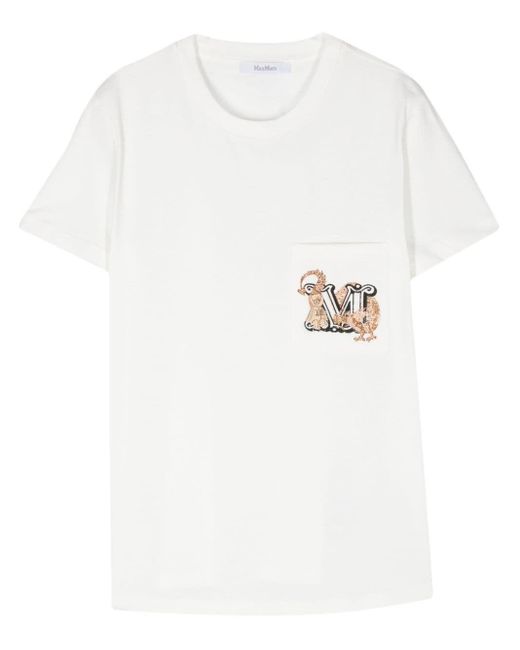 T-shirt con taschino ricamato Elmo di Max Mara in White