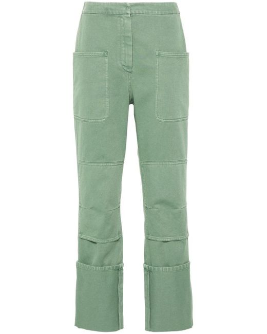 Pantalone slim in drill di cotone di Max Mara in Green