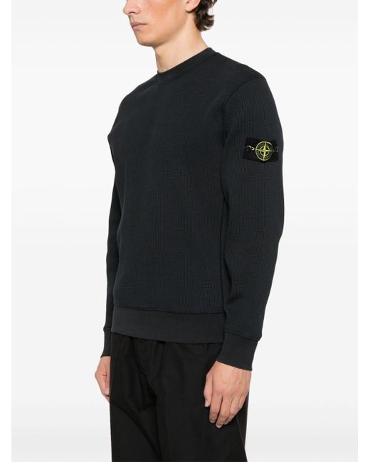 Felpa Con Applicazione Compass di Stone Island in Blue da Uomo