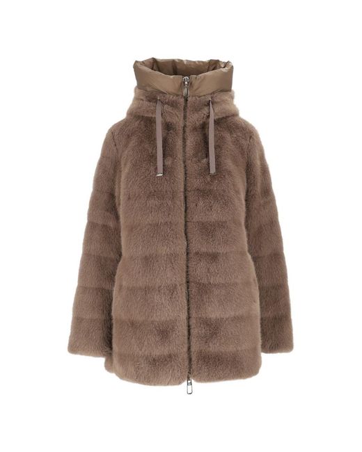 Giacca Con Cappuccio E Cerniera di DUNO in Brown