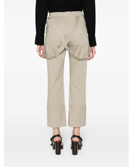 Pantalone in cotone stretch con bretelle di Max Mara in Natural