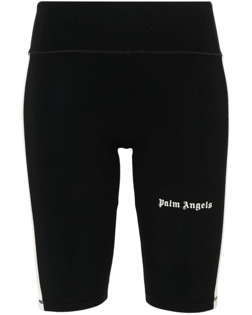 Shorts Cyclist Track Con Stampa di Palm Angels in Black
