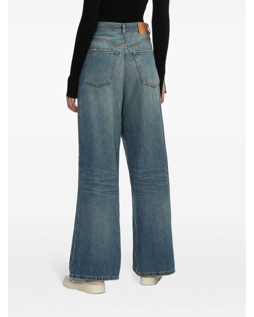 Jeans A Gamba Ampia Con Applicazione di Haikure in Blue