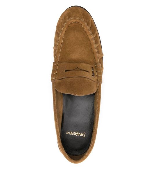 Mocassini Decorati Con Cassandre di Saint Laurent in Brown da Uomo