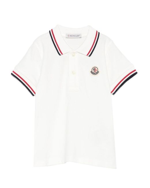 Polo Con Punta E Patch Con Logo di Moncler in White
