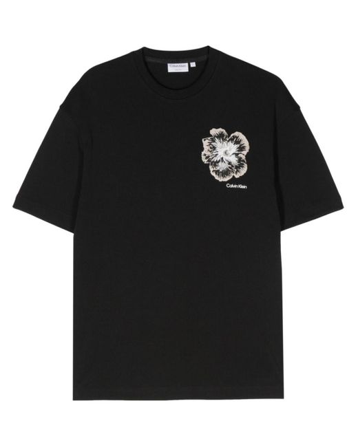 T-shirt con ricamo di Calvin Klein in Black da Uomo