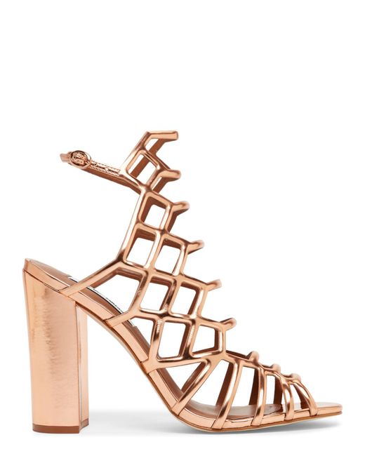 steve madden gold skales block heel caged sandals in metallic lyst steve madden gold skales block heel caged sandals in metallic lyst