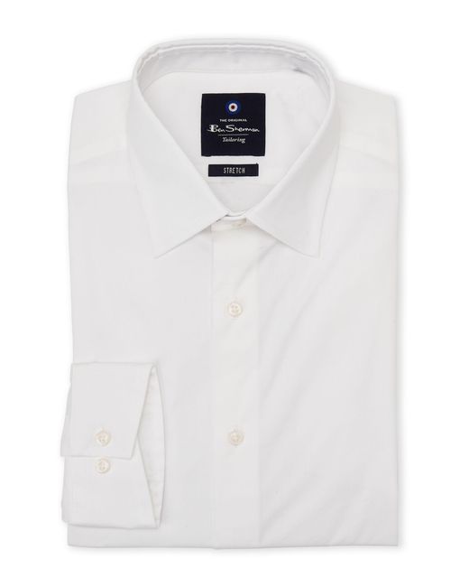 Ben Sherman Cotton White Tailoring Stretch Dress Shirt for Men - Lyst