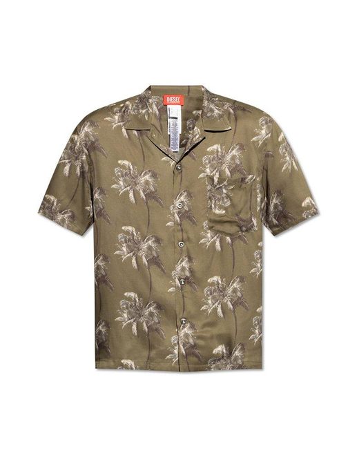 DIESEL Green 'bmowt-adrian' Patterned Shirt, for men