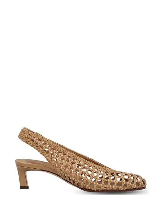 Fendi Brown Low-Heel Slingbacks Woven Pumps