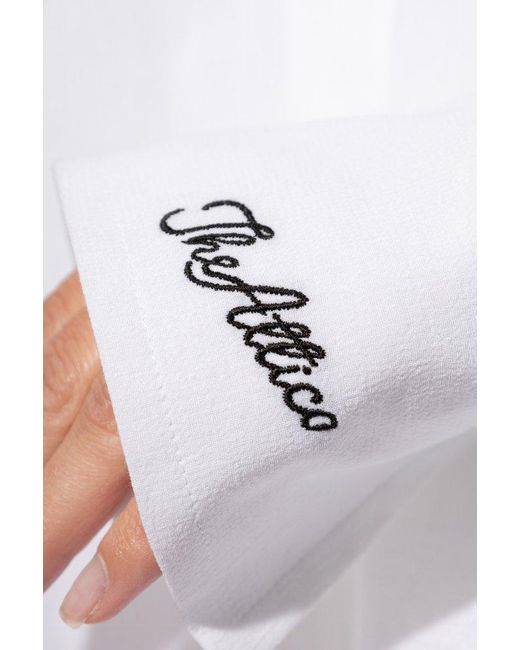 The Attico White Logo Embroidered Oversized Shirt