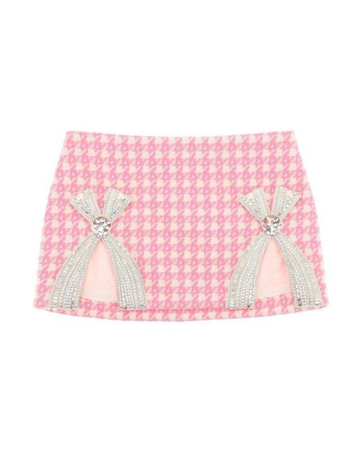 Area Pink Embellished Bow-detailed Mini Skirt