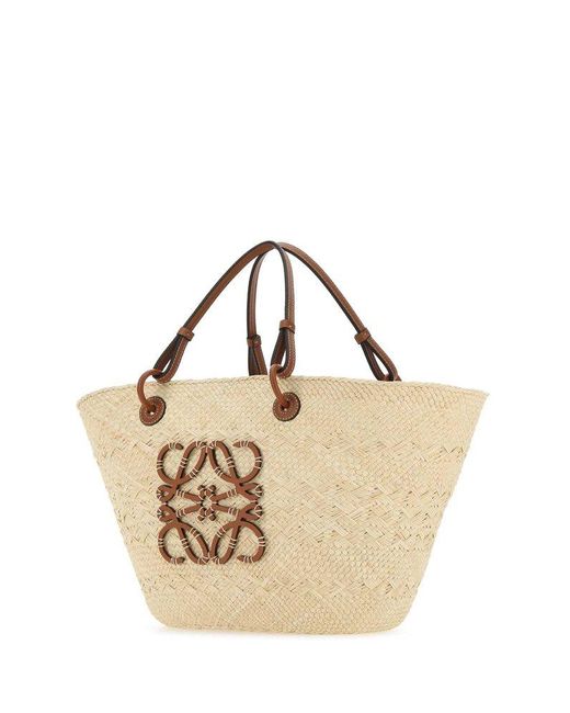 Loewe Anagram Embroidered Basket Bag in Metallic Lyst