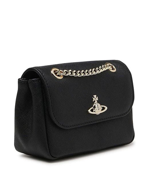 Vivienne Westwood Black Logo Plaque Chained Shoulder Bag