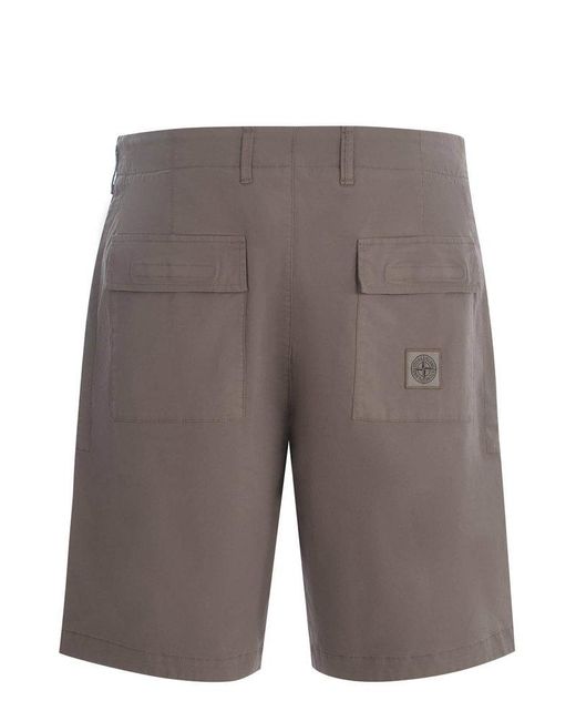 Stone Island Gray Logo-patch Shorts for men