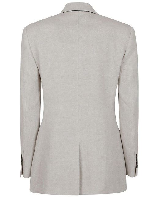 Brunello Cucinelli Gray Lurex Buttoned Blazer