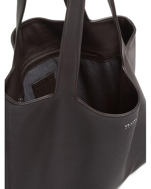 Zegna Black Flexible Cotton-Lined Leather Tote Bag for men