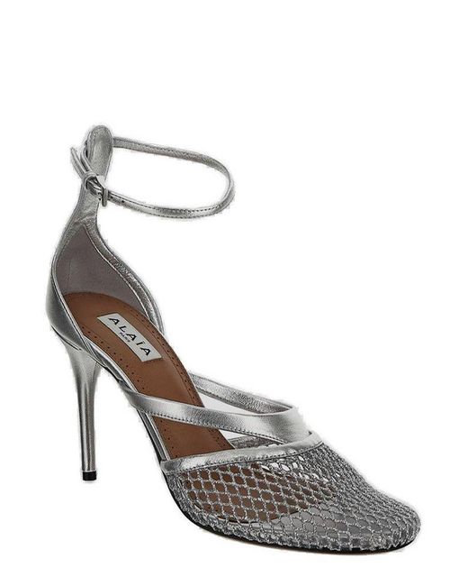 Alaïa Metallic Round-Toe Mesh Pumps