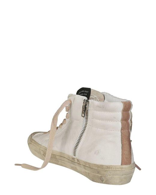 Golden Goose Deluxe Brand White Slide High-Top Lace-Up Sneakers