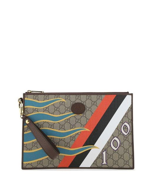Gucci Gray Centum Printed Clutch Bags for men