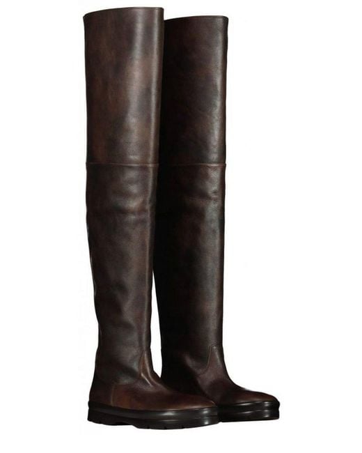 The Row Billie Pull-on Thigh-high Boots in Brown | Lyst Canada