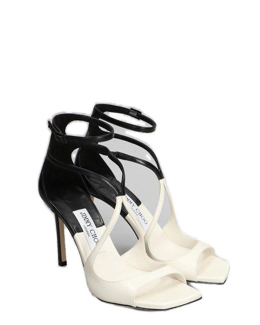 Jimmy Choo White Azia 95 Ankle Strapped Sandals