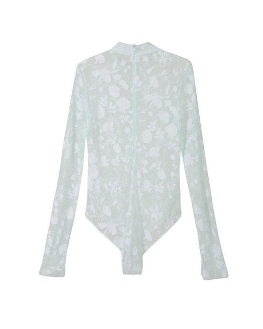 Givenchy White 4g Flower Tulle Bodysuit