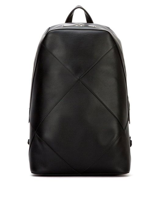 Bottega Veneta Black Logo Embossed Large Backpack for men