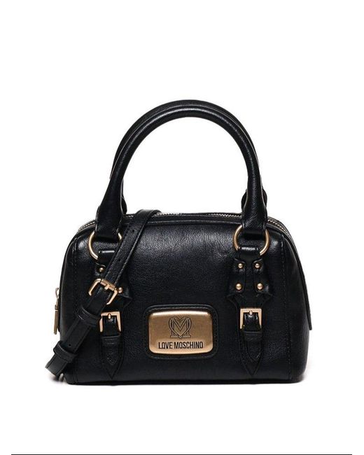 Love Moschino Black Logo Plaque Top Handle Bag