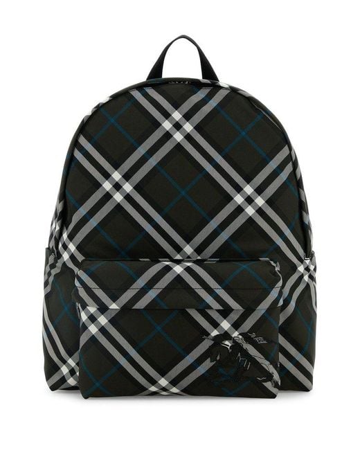 Burberry Black Vintage Check Zipped Backpack for men