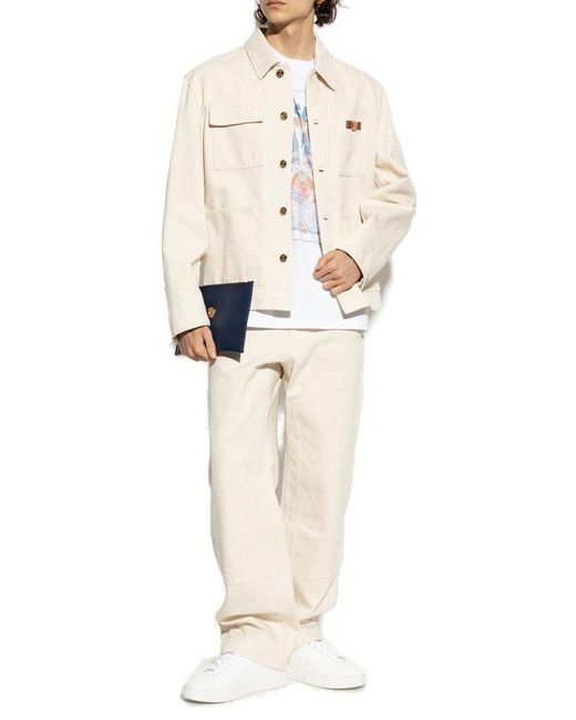 Versace White Pattern-Printed Crewneck T-Shirt for men