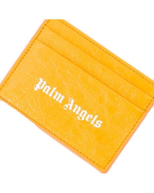 Palm Angels Yellow Logo Printed Card Holder for men