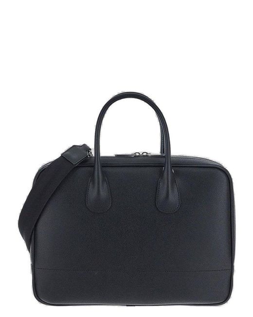 Valextra Black Zipped Laptop Bag for men