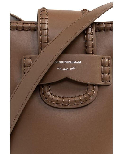 Emporio Armani Brown Shoulder Bag With Logo,