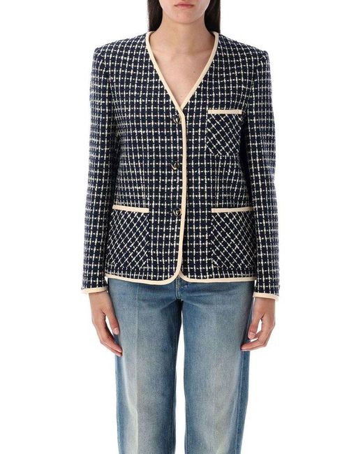 Valentino Black V-Neck Button-Up Jacket