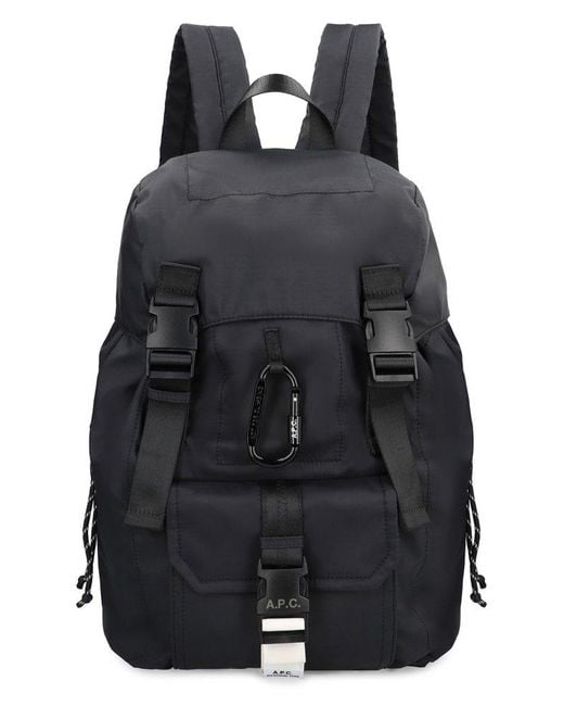 A.P.C. Black Logo Detail Nylon Backpack for men